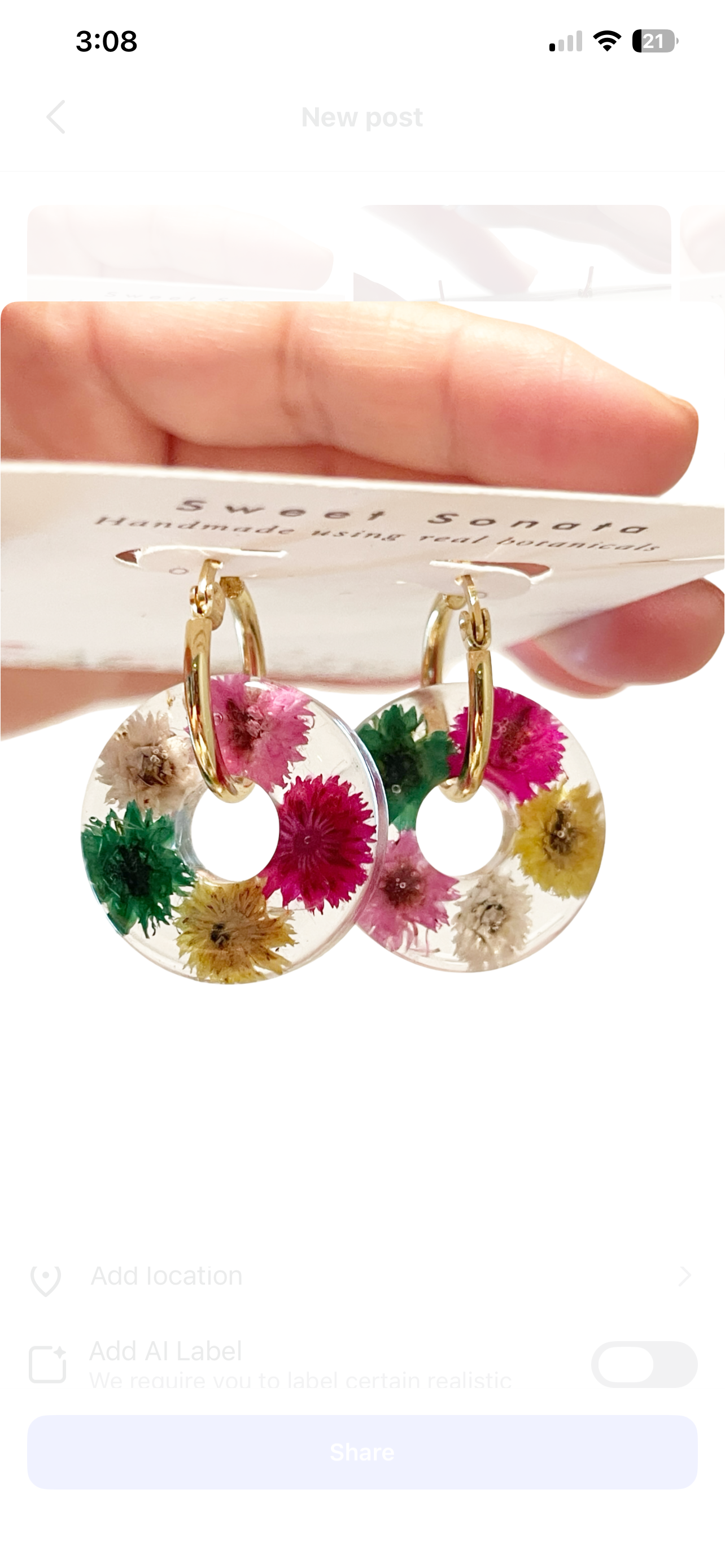Anaphalis donut earrings