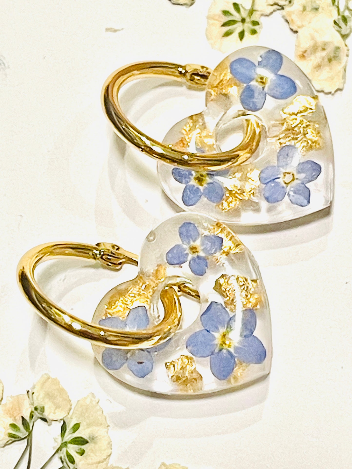 Forget-me-nots heart earrings
