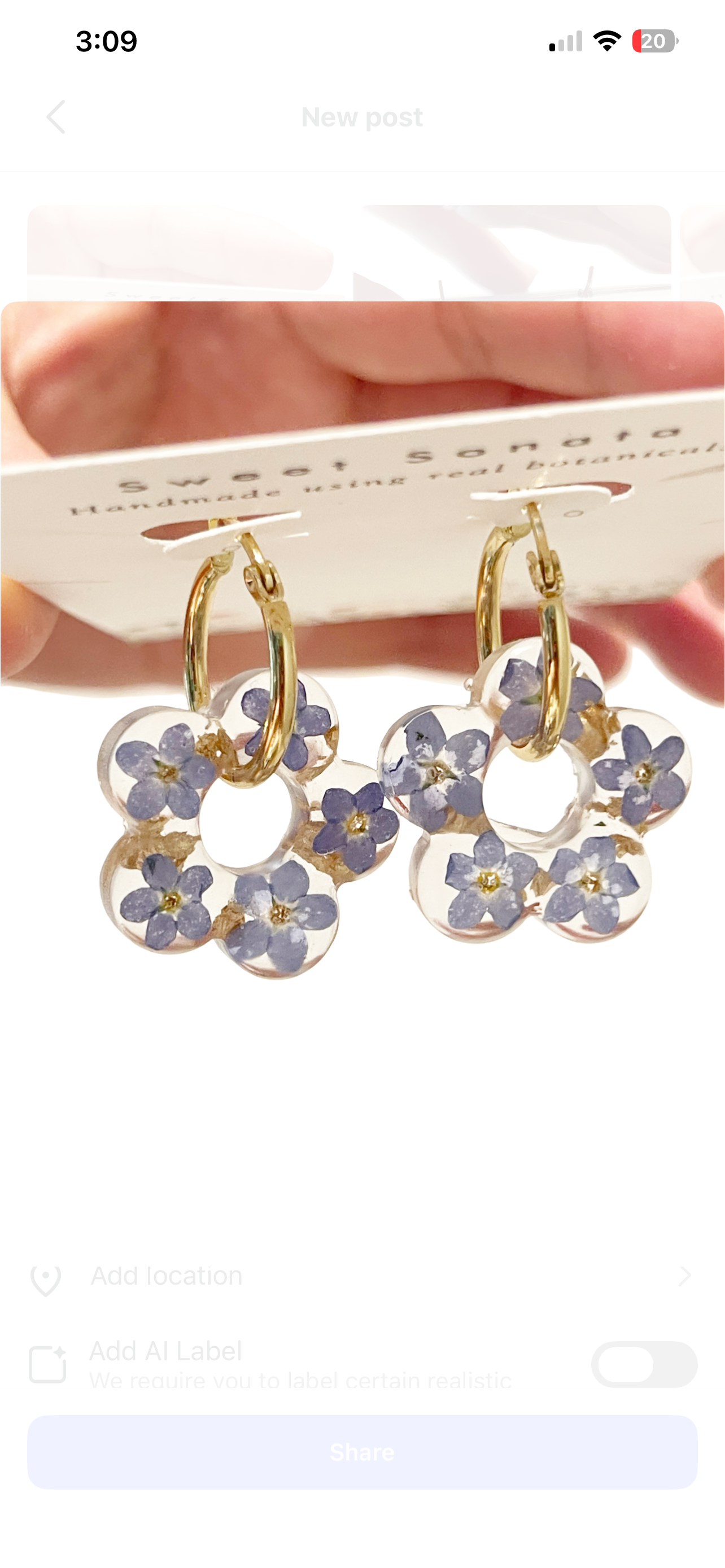 Forget-me-nots flower shaped earrings