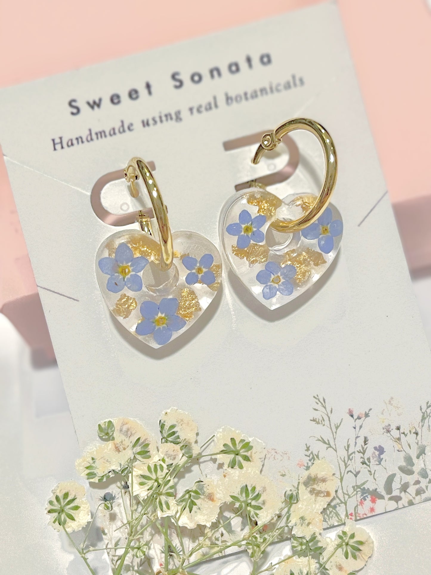 Forget-me-nots heart earrings