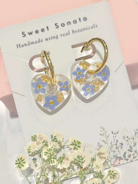 Forget-me-nots heart earrings