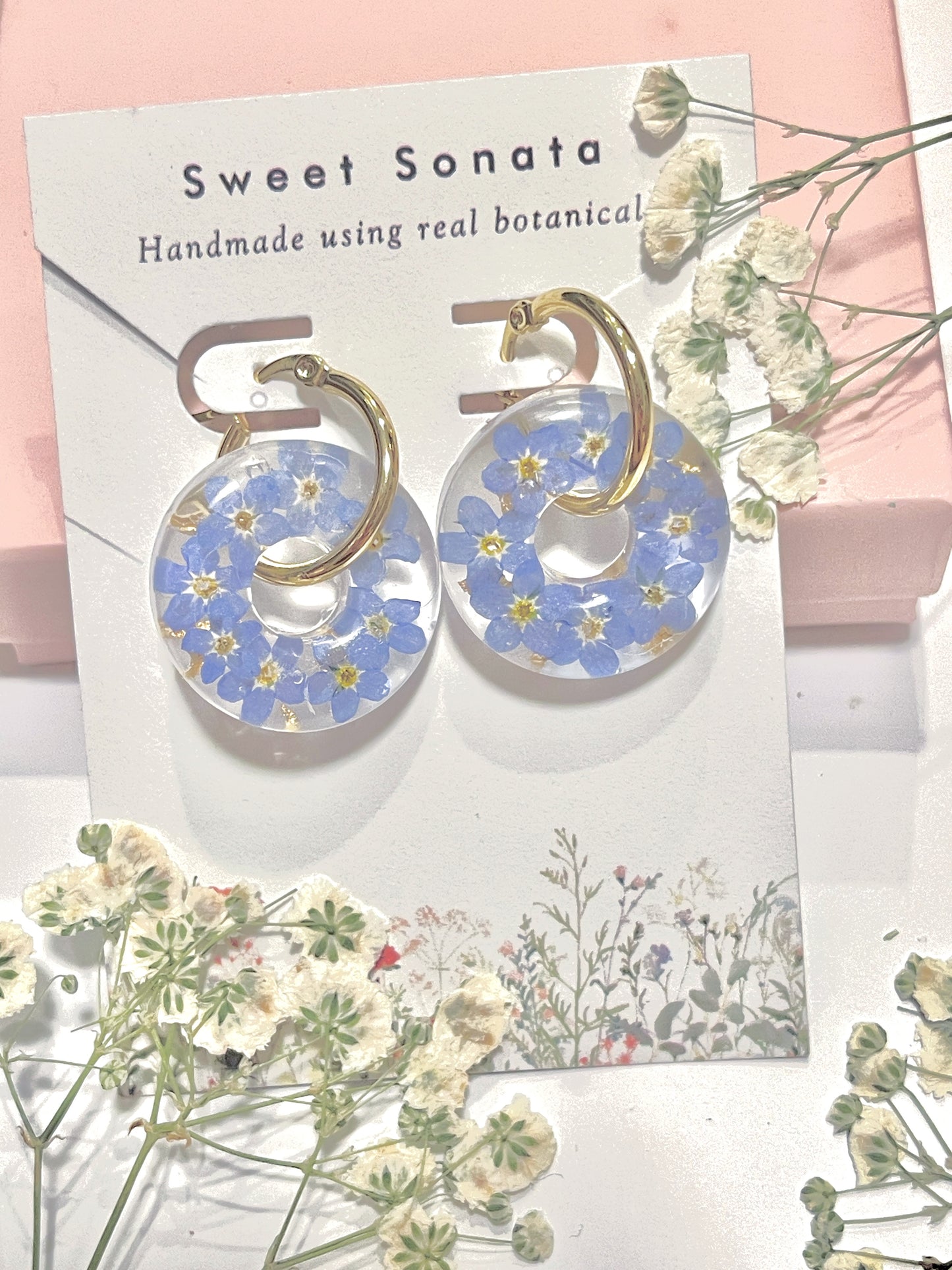 Forget-me-nots donut earrings