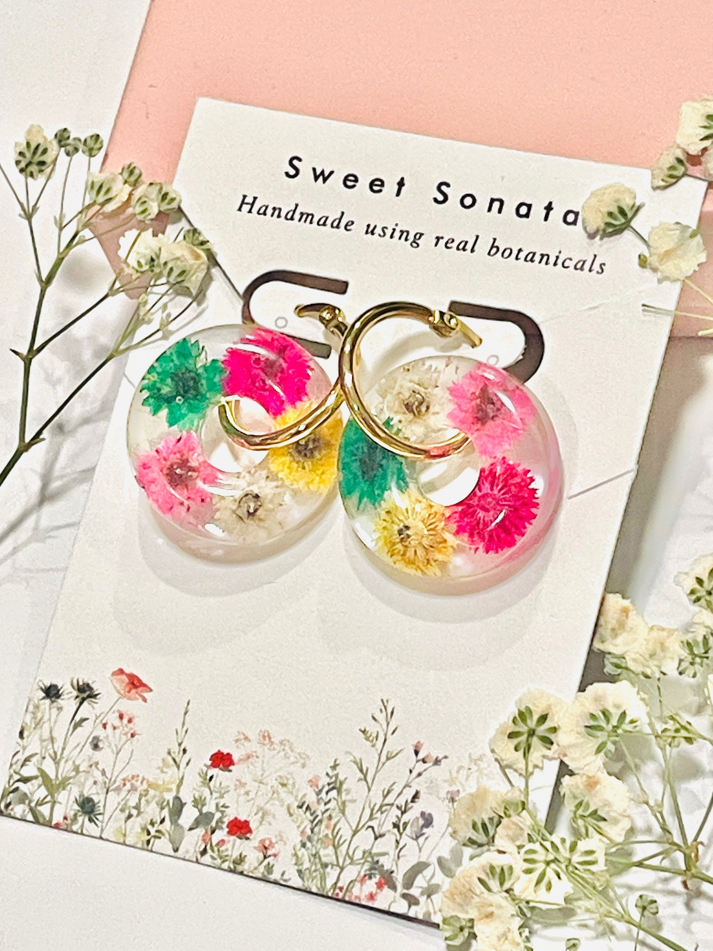 Anaphalis donut earrings